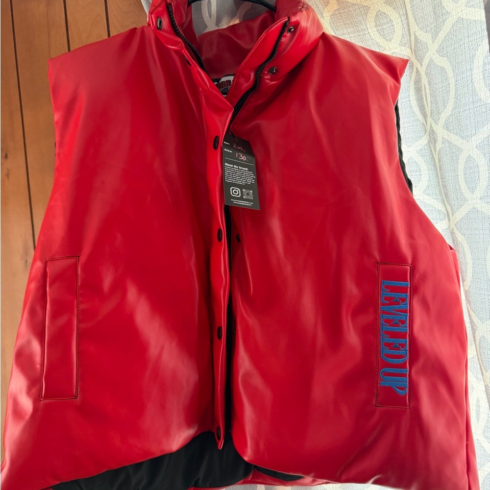 Leveled Up Buffalo 2XL Red rhinestone faux leather vest. Brand new with tags.